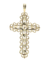 Classic 1.6" Medium 14KT Yellow Gold Diamond Cut Filigree Cross Pendant 2.2g