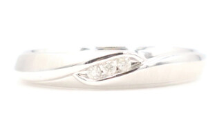 Diagonal 3-Stone 0.03 Ctw Round Diamond 10KT White Gold Wedding Band by Keepsake