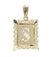 Classic Filigree Style 10KT Yellow Gold Initial "S" Necklace Pendant 0.8" - 0.9g