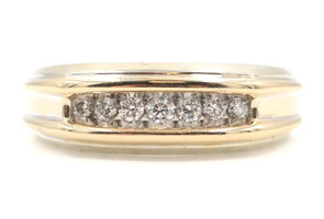 Estate Channel-Set 0.30 ctw Round Diamond 14KT Yellow Gold Wedding Band Ring 