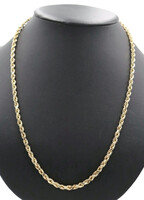 Classic 10KT Yellow Gold 4.8mm Hollow High Shine Rope Chain Necklace 24" - 9.6g