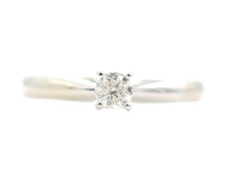 Women's 0.25 ctw Round Solitaire Diamond 14KT White Gold Engagement Ring - 2.2g