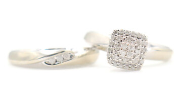 10KT White Gold 0.23 ctw Round Diamond Double Halo Wedding Ring Set by Keepsake