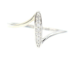 Women's 0.10 Ctw Round Diamond 10KT White Gold Modern Bypass Ring by HK - 1.9g