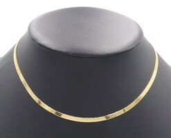 High Shine 14KT Yellow Gold 3.4mm Classic Herringbone Chain Necklace 16" 7.4g