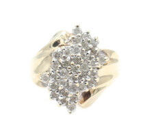 0.90 ctw Round Diamond 10KT Yellow Gold Estate Women's Waterfall Cluster Ring 