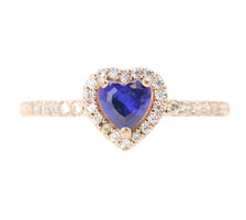 Pandora Women's Sparkling Blue Heart Cut Elevated Ring - Rose Gold-Plated ALE