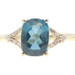 1.20 ctw London Blue Cushion Cut Topaz Ring & Round Diamond 10K Yellow Gold Ring