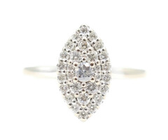 Women's 0.62 ctw Round Diamond Marquise Cluster 14KT White Gold Ring By Keepsake