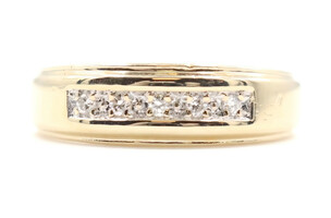 Women's 0.10 ctw Round Diamond Channel Band 5.7mm Wide 10KT Yellow Gold Ring 