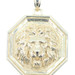 High Shine Octagonal 10KT Yellow Gold Estate Lion's Head Necklace Pendant 1.4"