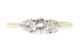 0.92 ctw Round Diamond Past Present Future 14KT Yellow Gold Engagement Ring 3.1g