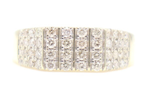 Stunning 0.95 Ctw Round Cut Diamond 10KT Yellow Gold Bar Cluster Ring by D&D 4g