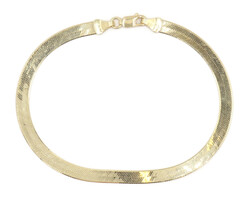 8 1/4" 4.6mm Wide Classic High Shine 14KT Yellow Gold Herringbone Bracelet 4.11g