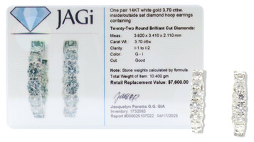 Women's 3.70 cttw Round Diamond Inside Out Diamond Hoop Earrings 14KT White Gold