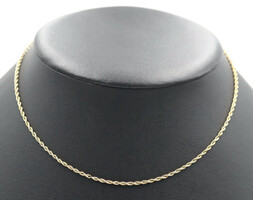 Classic 10KT Yellow Gold 1.7mm Wide High Shine Rope Chain Necklace 15.5" - 3.5g