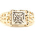 Men's 0.06 ctw Round Solitaire Diamond Lattice Style Signet 14K Yellow Gold Ring