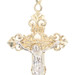 14KT Two-Tone Gold INRI Crucifix Pendant on 14KT Moon Cut Bead Chain 28" - 10g