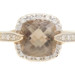 Cushion Cut 2.10 Ct Smoky Quartz & Single Cut Diamond Halo 14KT Yellow Gold Ring