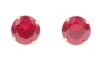 Estate 3.0 Ctw Lab-Created Ruby 14KT Yellow Gold Gemstone Stud Earrings by BD