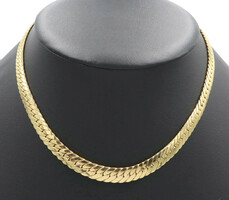 Estate 14KT Yellow Gold Graduated Herringbone 16.5" Necklace Italy - 18.2 Grams 