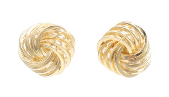 Women's Estate Love Knot High Polish 15.6mm Wide 14KT Yellow Gold Stud Earrings 