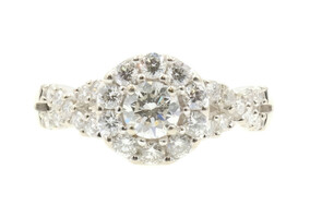 1.03 ctw Round Diamond Halo 14KT White Gold Women's Classic Engagement Ring 3.5g