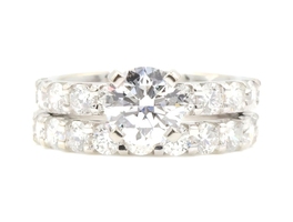 3.00 ctw Round Brilliant Lab Grown Diamond Solitaire 14KT Gold Wedding Ring Set