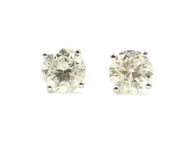 Classic 7/8 CT. T.W. Round Diamond Solitaire Stud Earrings in 14KT White Gold 