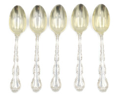 Strasbourg by Gorham Sterling Silver Demitasse Spoon Gold Washed 4" Lot of 5
