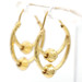 21KT Yellow Gold High Shine Twisted Beaded 0.9" / 24.3mm Hoop Earrings - 3.0g 