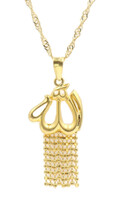 21KT Yellow Gold Islamic Allah Necklace Pendant on 22" 2mm 21KT Gold Chain 4.91g