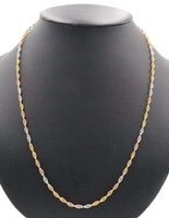 Twisted 21KT Tri-Color Gold Diamond-Cut 3-Strand Bead Chain Necklace 24" - 13g