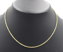 Classic 10KT Yellow Gold 2.3mm Wide High Shine Rope Chain Necklace 18" - 6.1g MA