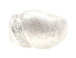 Women's 0.24 Ctw Single Cut Diamond 10KT White Gold Brushed Dome Statement Ring