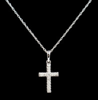 Gabriel & Co. 0.16 ctw Round Diamond 14KT White Gold Cross Pendant 16" Necklace 