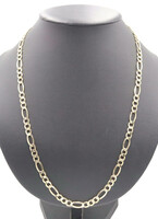 Italy Air Solid 14KT Yellow Gold 7.2mm Classic Figaro Chain Necklace 26.5" - 12g