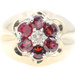 Lab-Created Ruby, Natural Garnet & Diamond 14KT Yellow Gold Flower Cluster Ring