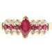 Estate 0.35 ctw Marquise & Round Ruby & Round Diamond 14KT Yellow Gold Ring 2.3g