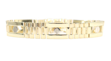 Fancy Estate 14KT Two-Tone Gold Open Watch Band Style Bracelet by Kitsinian 29g