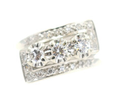 0.72 ctw Round Diamond Estate 14KT White Gold Antique Style Women's Diamond Ring
