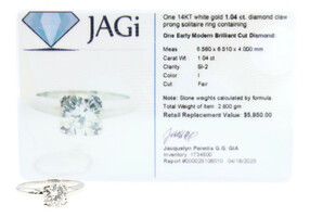 Solitaire 1.04 Ct Early Modern Brilliant Diamond 14KT White Gold Engagement Ring