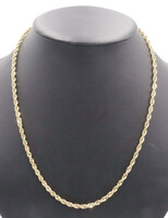 Classic 10KT Yellow Gold 3.8mm Hollow Rope Chain Necklace 22 1/4" by JLA - 6.72g