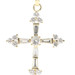 1.4" 14KT Yellow Gold High Shine Round & Baguette Cut CZ Cross Necklace Pendant 