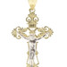 Estate 10KT Yellow & White Gold Two Tone Crucifix Necklace 1.3" Pendant 1.5g