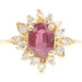 Natural 0.65 Ct Oval Cut Ruby & Round Diamond 14KT Yellow Gold Floral Style Ring