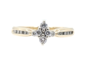 Keepsake 0.28 Ctw Round Diamond Marquise Cluster 10KT Gold Engagement Ring 3.07g