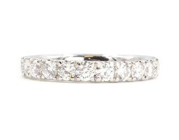 0.95 ctw Round Cut Lab Grown Diamond 14KT White Gold 3.1mm 12 Stone Band Ring 