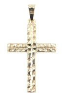 Italy Diamond-Cut 14KT Yellow Gold Classic Cross Necklace Pendant 1.2" - 0.94g