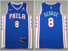 Men's Philadelphia 76ers 8 Paul George Blue Fast Break Replica Player Jersey